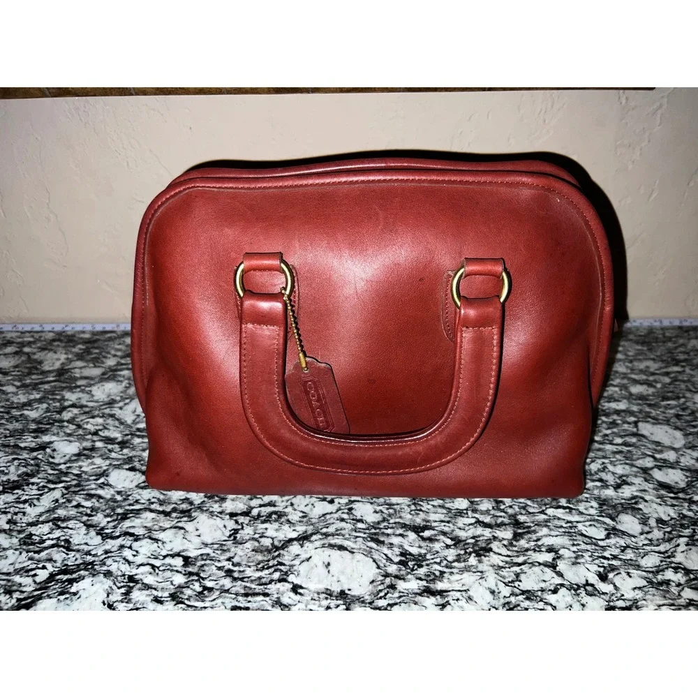 Vintage Coach Baxter 9903 Bordeaux Burgundy Glove Tanned Leather Satchel USA KMM